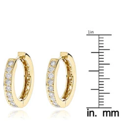 Small 14K Yellow Gold Inside Out Diamond Huggie Earrings 1.2ct -Its Hot Jewelry Shop small hoop earrings 14k gold inside out diamond huggie earrings 12ct rulerye
