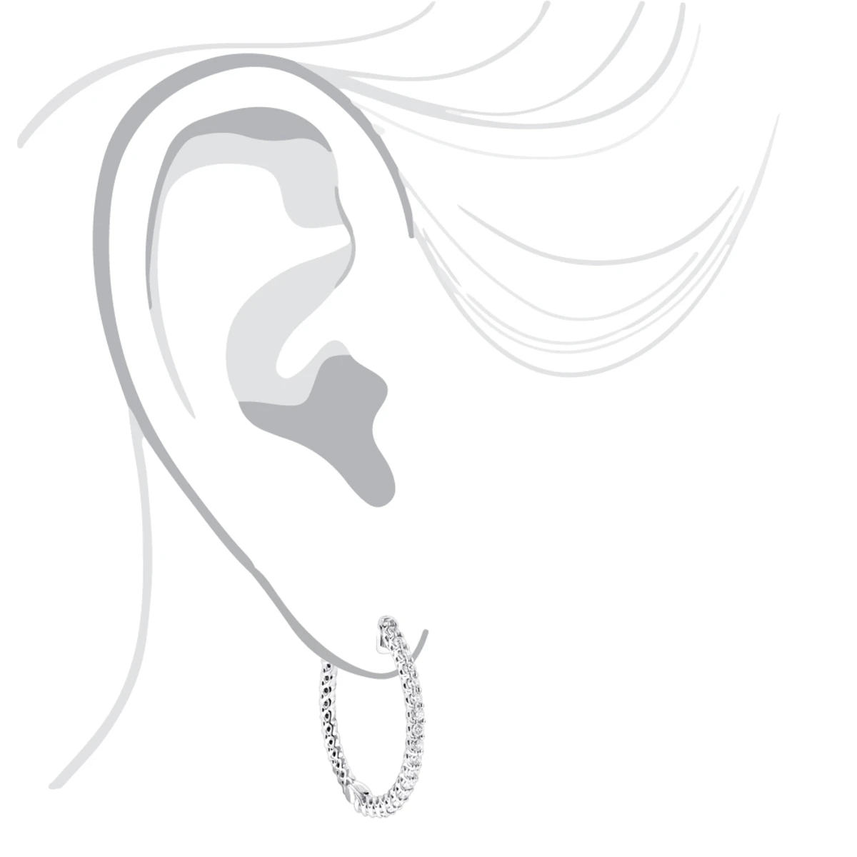 Small Hoops 14K White Gold Diamond Hoop Earrings Inside Out 0.74ct 7 Small Hoops 14K White Gold Diamond Hoop Earrings Inside Out 0.74ct - Image 5