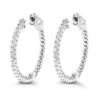 Small Hoops 14K White Gold Diamond Hoop Earrings Inside Out 0.74ct