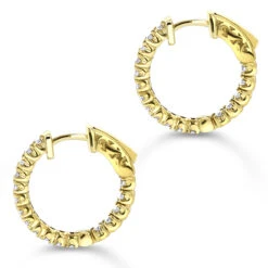 Small Hoops 14K Yellow Gold Inside Out Diamond Hoop Earrings 1 Carat 3/4in 11 Small Hoops 14K Yellow Gold Inside Out Diamond Hoop Earrings 1 Carat 3/4in -Its Hot Jewelry Shop small hoops 14k inside out diamond hoop earrings 106 p 6908 backye