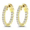 Small Hoops 14K Yellow Gold Inside Out Diamond Hoop Earrings 1 Carat 3/4in