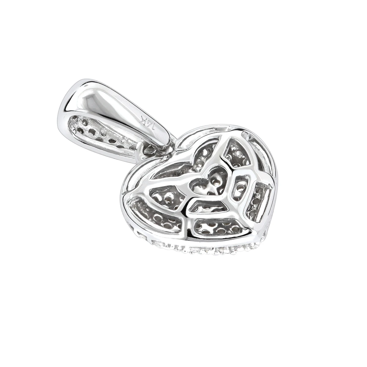 Small Pave Diamond Heart Pendant 14K White Gold 0.33ct 6 Small Pave Diamond Heart Pendant 14K White Gold 0.33ct - Image 4