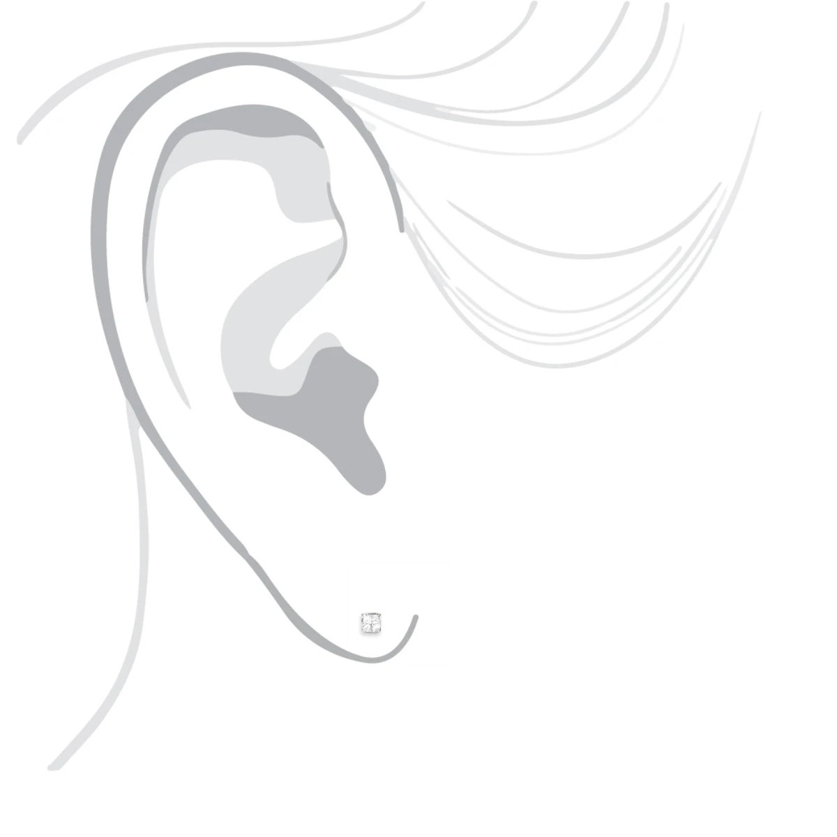 Small Princess Cut Diamond Earrings Studs 0.3ct 14K White Gold 6 Small Princess Cut Diamond Earrings Studs 0.3ct 14K White Gold - Image 4