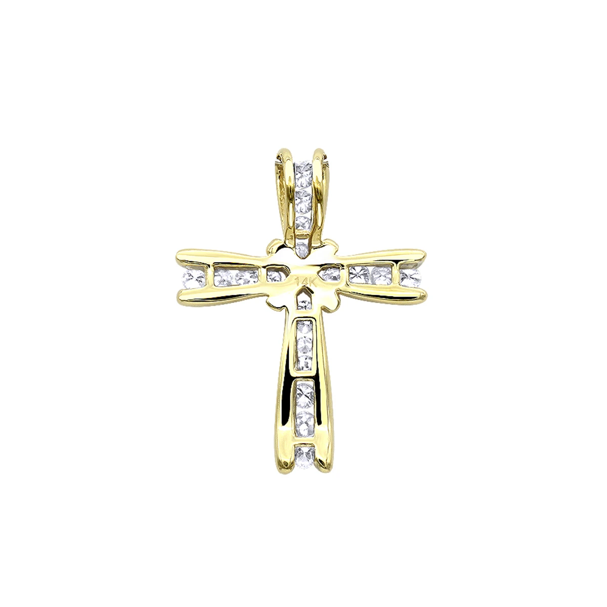 Small Women's Diamond Cross Pendant 14K Yellow Gold 6 Small Women's Diamond Cross Pendant 14K Yellow Gold - Image 4