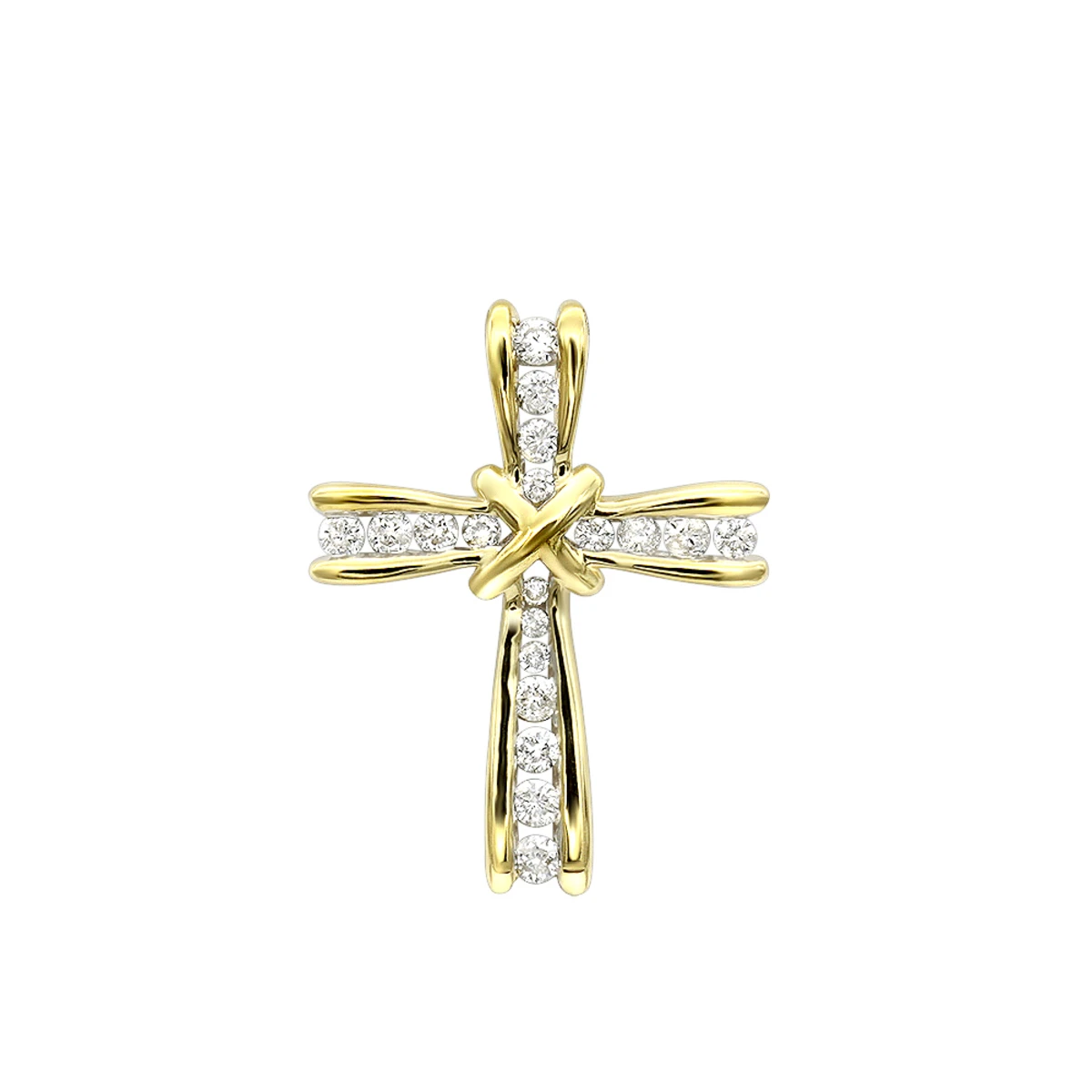 Small Women's Diamond Cross Pendant 14K Yellow Gold 3 Small Women's Diamond Cross Pendant 14K Yellow Gold
