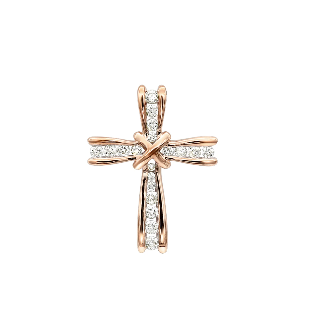 Small Women's Diamond Cross Pendant 14K Yellow Gold 5 Small Women's Diamond Cross Pendant 14K Yellow Gold - Image 3