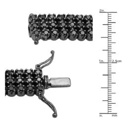 10K Black Plated Gold 3 Row Black Diamond Tennis Bracelet For Men 10 Carats -Its Hot Jewelry Shop solid 10k gold 3 row black diamond tennis bracelet for men 10 carats 000989 ruler black 1671159872