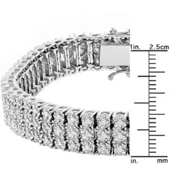 Solid 10K White Gold 3-Row Prong Diamond Bracelet For Men 1.85ct 15 Solid 10K White Gold 3-Row Prong Diamond Bracelet For Men 1.85ct -Its Hot Jewelry Shop solid 10k gold 3 row prong diamond bracelet for men 185ct rulerwh