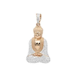 10K White Gold Real Diamond Buddha Pendant 1/2ct By Luxurman -Its Hot Jewelry Shop solid 10k gold diamond buddha pendant 12ct by luxurman ro