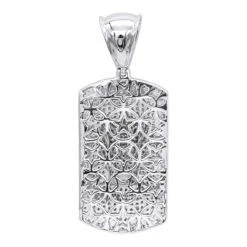 10K White Gold Diamond Dog Tag Pendant With Crown 1ct -Its Hot Jewelry Shop solid 10k gold diamond dog tag pendant with crown 1ct backwh