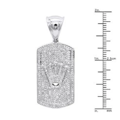 10K White Gold Diamond Dog Tag Pendant With Crown 1ct -Its Hot Jewelry Shop solid 10k gold diamond dog tag pendant with crown 1ct rulerwh