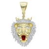 10K Yellow Gold Diamond King Lion Head Pendant For Men 1.2ct Luxurman Charm