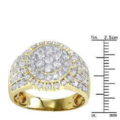 Solid 10K Yellow Gold Diamond Ring For Men By Luxurman 2.5ct -Its Hot Jewelry Shop solid 10k gold diamond ring for men by luxurman 25ct rulerye