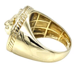 Solid 10K Yellow Gold Lion Head Diamond Pinky Ring For Men 0.3ct Luxurman -Its Hot Jewelry Shop solid 10k gold lion head diamond ring for men 03ct luxurman pinky rings backye
