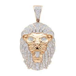 10K Yellow Gold Lion Head Pendant With Diamonds For Men 1.2ct -Its Hot Jewelry Shop solid 10k gold lion head pendant with diamonds for men 12ct ro