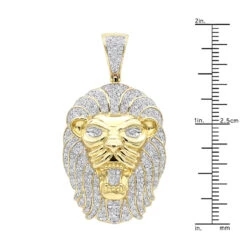 10K Yellow Gold Lion Head Pendant With Diamonds For Men 1.2ct -Its Hot Jewelry Shop solid 10k gold lion head pendant with diamonds for men 12ct rulerye