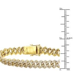 10K Yellow Gold Men's Diamond Bracelet 6 Carats Iced Out Cuban Link Design -Its Hot Jewelry Shop solid 10k gold mens diamond bracelet 6 carats iced out cuban link design 804057 rulerye