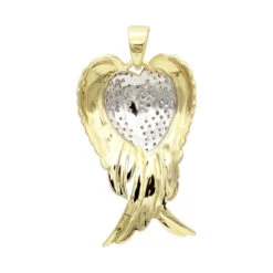 10K Yellow Gold Real Diamond Angel Wings Pendant Necklace 0.35ct -Its Hot Jewelry Shop solid 10k gold real diamond angel wings pendant necklace 0 35ct backye