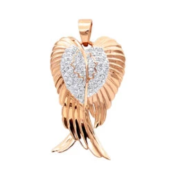 10K Yellow Gold Real Diamond Angel Wings Pendant Necklace 0.35ct -Its Hot Jewelry Shop solid 10k gold real diamond angel wings pendant necklace 0 35ct ro