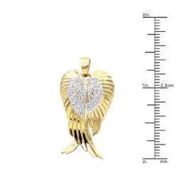 10K Yellow Gold Real Diamond Angel Wings Pendant Necklace 0.35ct -Its Hot Jewelry Shop solid 10k gold real diamond angel wings pendant necklace 0 35ct rulerye