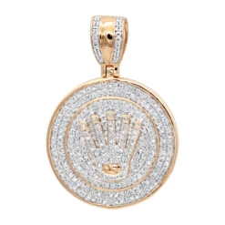 10K Yellow Gold Real Diamond Crown Pendant For Men Iced Out Round Medallion 10 10K Yellow Gold Real Diamond Crown Pendant For Men Iced Out Round Medallion -Its Hot Jewelry Shop solid 10k gold real diamond crown pendant for men iced out round medallion ro