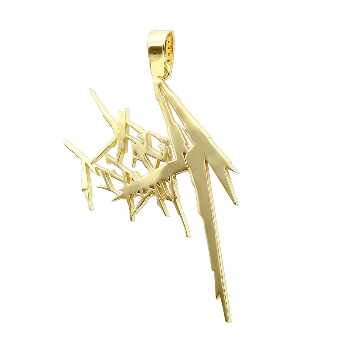 14K Yellow Gold Diamond Logo Pendant For Men 2.5ct Unique 6 14K Yellow Gold Diamond Logo Pendant For Men 2.5ct Unique - Image 4