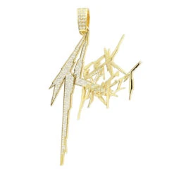 14K Yellow Gold Diamond Logo Pendant For Men 2.5ct Unique