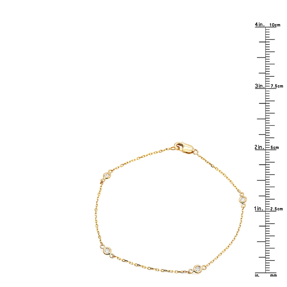 Solid 14K Yellow Gold Diamonds By The Yard Bracelet For Women 0.15ct 7 Solid 14K Yellow Gold Diamonds By The Yard Bracelet For Women 0.15ct - Image 5