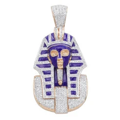 14K Yellow Gold Egyptian Pharaoh Head Enamel Diamond Pendant For Men 2.38ct -Its Hot Jewelry Shop solid 14k gold egyptian pharaoh head enamel diamond pendant for men 238ct ro