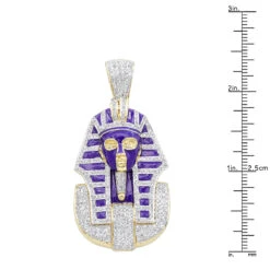 14K Yellow Gold Egyptian Pharaoh Head Enamel Diamond Pendant For Men 2.38ct -Its Hot Jewelry Shop solid 14k gold egyptian pharaoh head enamel diamond pendant for men 238ct rulerye