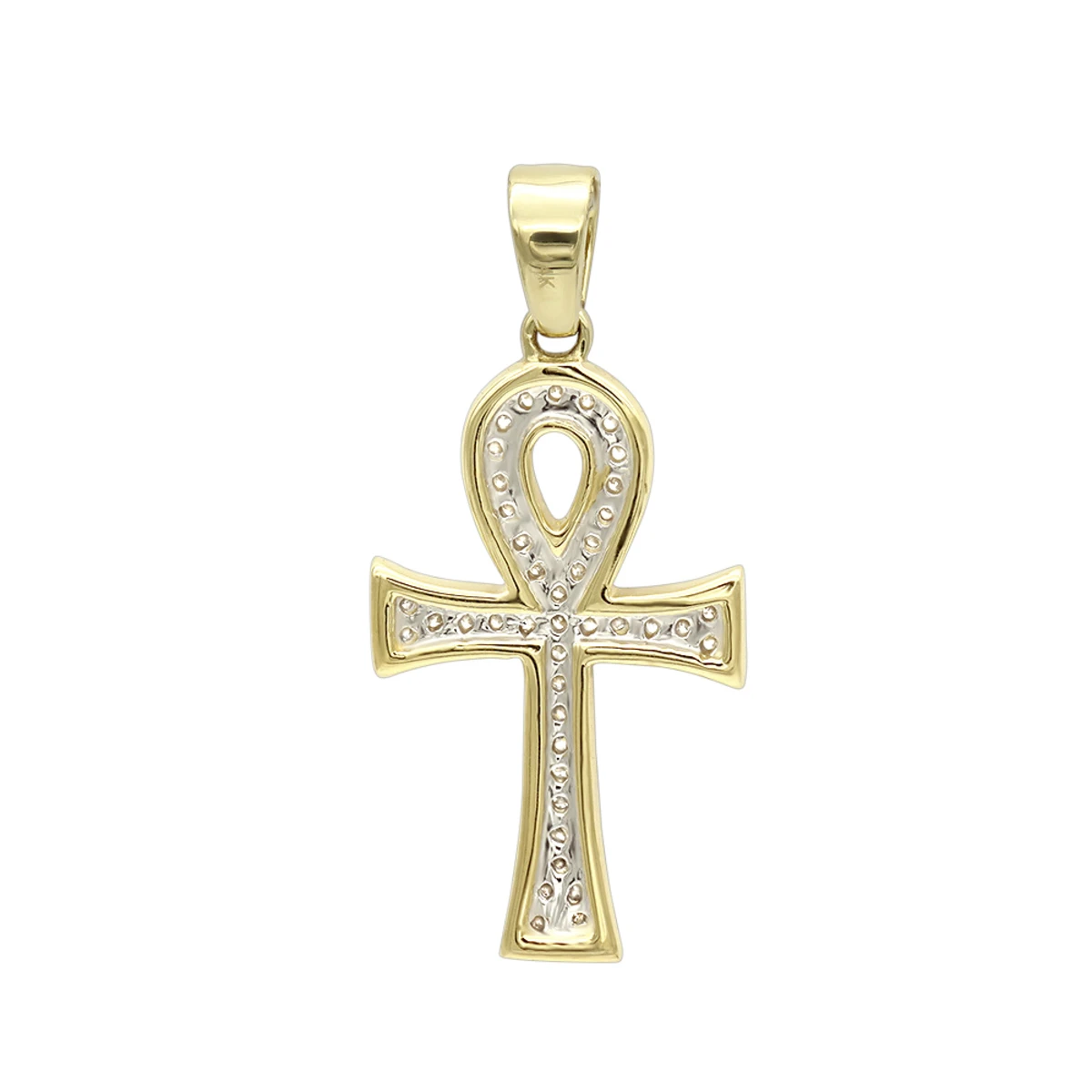 14K Yellow Gold Mini Diamond Egyptian Ankh Cross Pendant For Women 0.2ct 6 14K Yellow Gold Mini Diamond Egyptian Ankh Cross Pendant For Women 0.2ct - Image 4