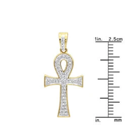 14K Yellow Gold Mini Diamond Egyptian Ankh Cross Pendant For Women 0.2ct 13 14K Yellow Gold Mini Diamond Egyptian Ankh Cross Pendant For Women 0.2ct -Its Hot Jewelry Shop solid 14k gold mini diamond egyptian ankh cross pendant for women 02ct rulerye