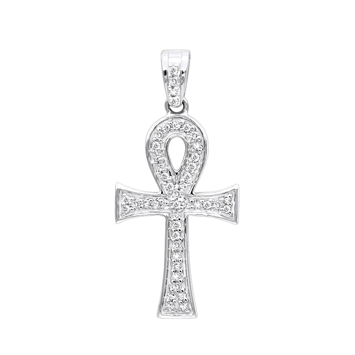 14K Yellow Gold Mini Diamond Egyptian Ankh Cross Pendant For Women 0.2ct 4 14K Yellow Gold Mini Diamond Egyptian Ankh Cross Pendant For Women 0.2ct - Image 2