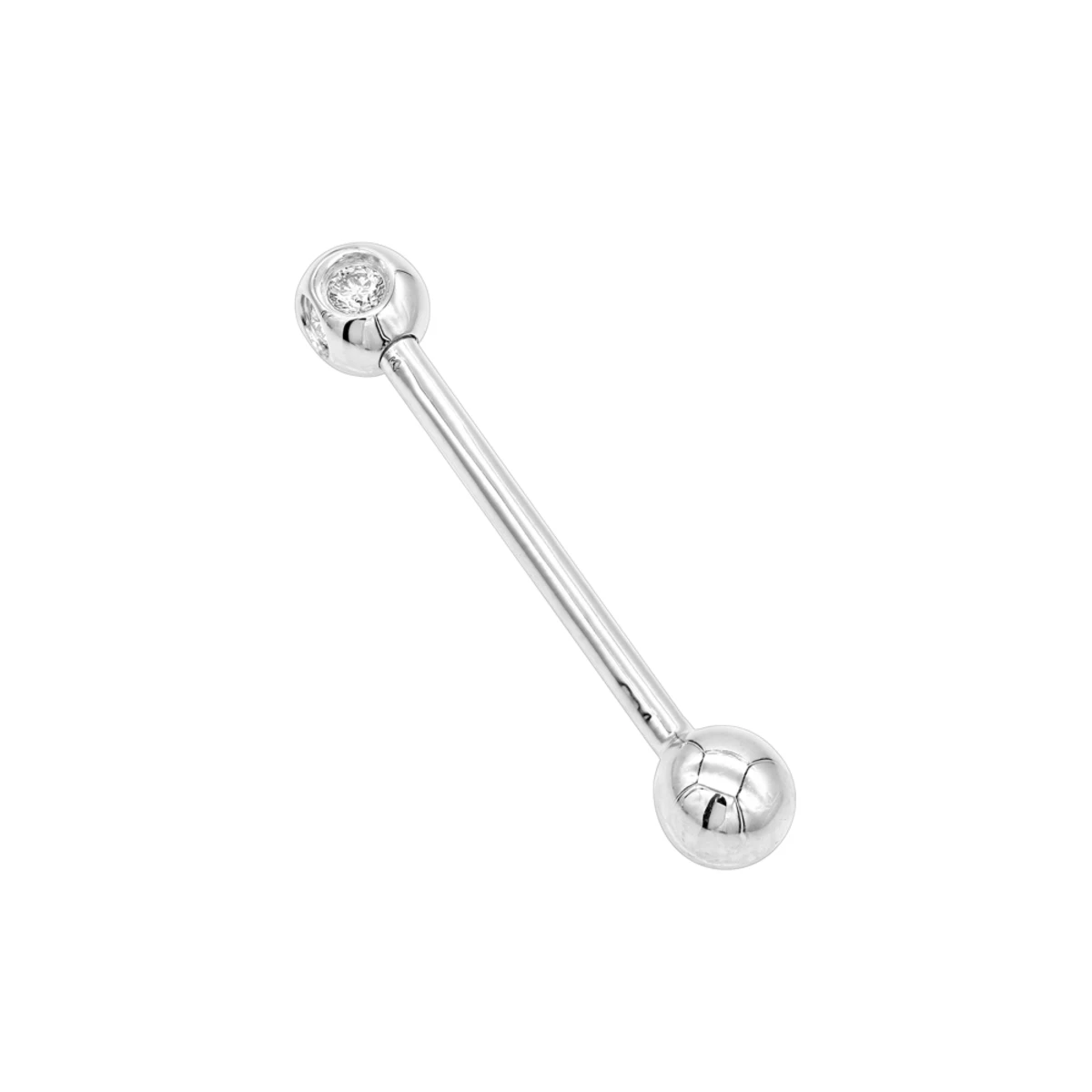 Solid 14K Yellow Gold Straight Diamond Barbell Piercing 0.15ct 4 Solid 14K Yellow Gold Straight Diamond Barbell Piercing 0.15ct - Image 2