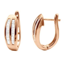 Solid 10K Yellow Gold Baguette Diamond Earrings Hoops 1/2ct -Its Hot Jewelry Shop solid gold baguette diamond earrings hoops 13ct p 7231 rose