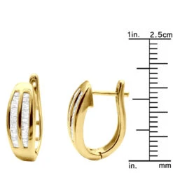 Solid 10K Yellow Gold Baguette Diamond Earrings Hoops 1/2ct -Its Hot Jewelry Shop solid gold baguette diamond earrings hoops 13ct p 7231 ruler yellow