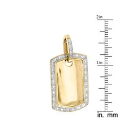 10K Yellow Gold Diamond Dog Tag Pendant Gold 0.65ct -Its Hot Jewelry Shop solid gold diamond dog tag pendant 10k 065ct rulerye