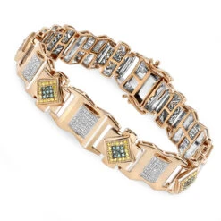 Solid 10K Yellow Gold Men's Diamond Bracelet Yellow Blue White 2.5 Ct -Its Hot Jewelry Shop solid gold mens diamond bracelet yellow blue white 276ct p 6498 ro