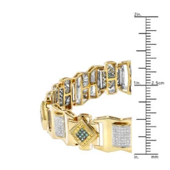 Solid 10K Yellow Gold Men's Diamond Bracelet Yellow Blue White 2.5 Ct -Its Hot Jewelry Shop solid gold mens diamond bracelet yellow blue white 276ct p 6498 rulerye