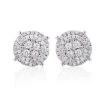 Sparkling Round Diamond Cluster Earrings Studs For Men & Women 14K White Gold