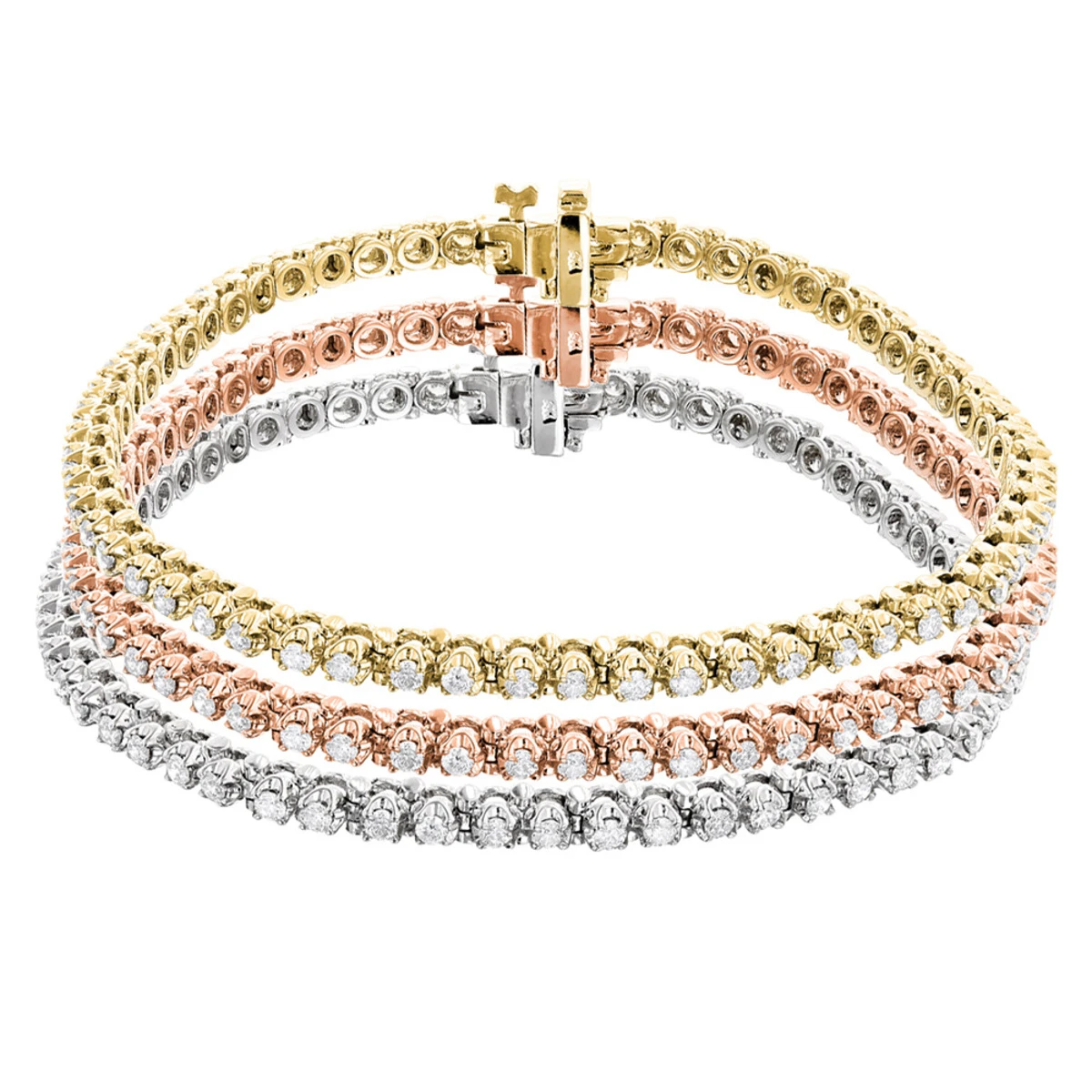 Stackable Round Diamond Tennis Bracelet 10K Gold 4.5ct 3 Stackable Round Diamond Tennis Bracelet 10K Gold 4.5ct