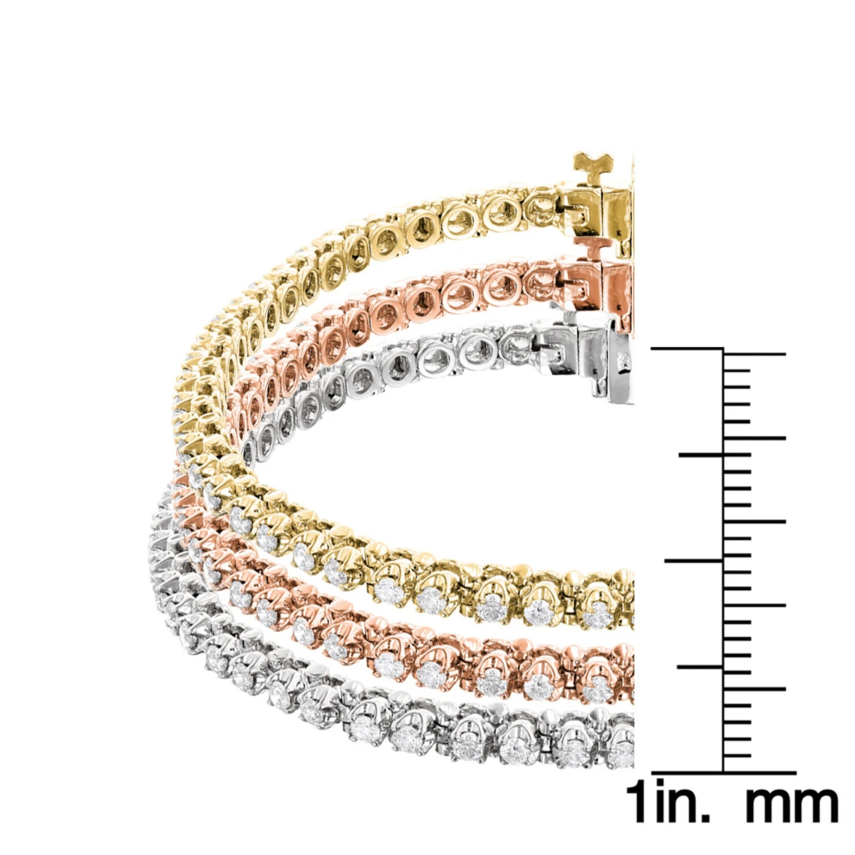 Stackable Round Diamond Tennis Bracelet 10K Gold 4.5ct 5 Stackable Round Diamond Tennis Bracelet 10K Gold 4.5ct - Image 3