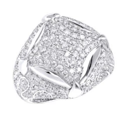 Statement Men's 14K White Gold 3.25ct Diamond Ring By Luxurman