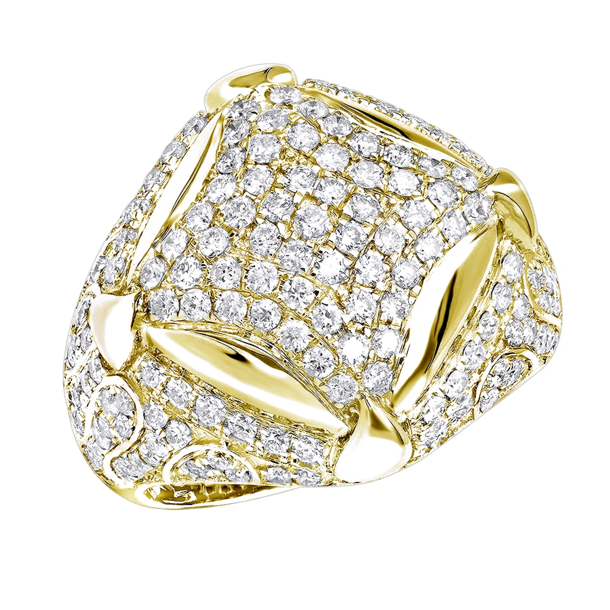 Statement Men's 14K White Gold 3.25ct Diamond Ring By Luxurman 4 Statement Men's 14K White Gold 3.25ct Diamond Ring By Luxurman - Image 2