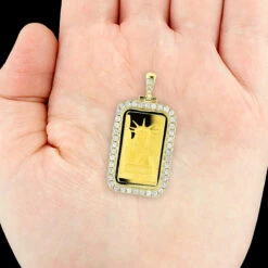 Statue Of Liberty Diamond Pendant 2.2ct Credit Suisse 14K Yellow Gold Bar Charm -Its Hot Jewelry Shop statue of liberty diamond pendant 22ct credit suisse gold bar charm bod