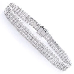 Sterling Silver 3 Row Diamond Bracelet 0.5ct