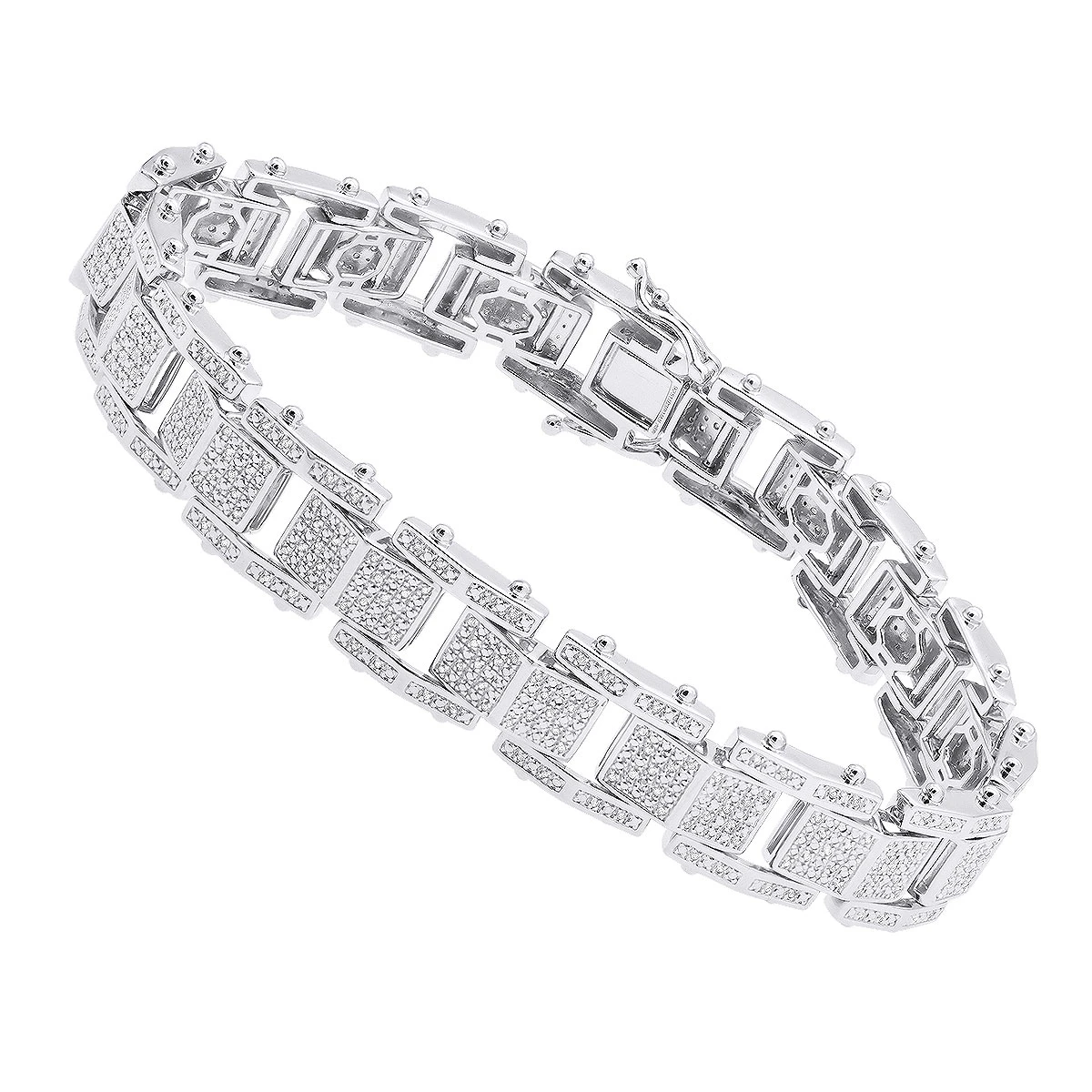 Sterling Silver Men's Diamond Bracelet 0.84ct 3 Sterling Silver Men's Diamond Bracelet 0.84ct