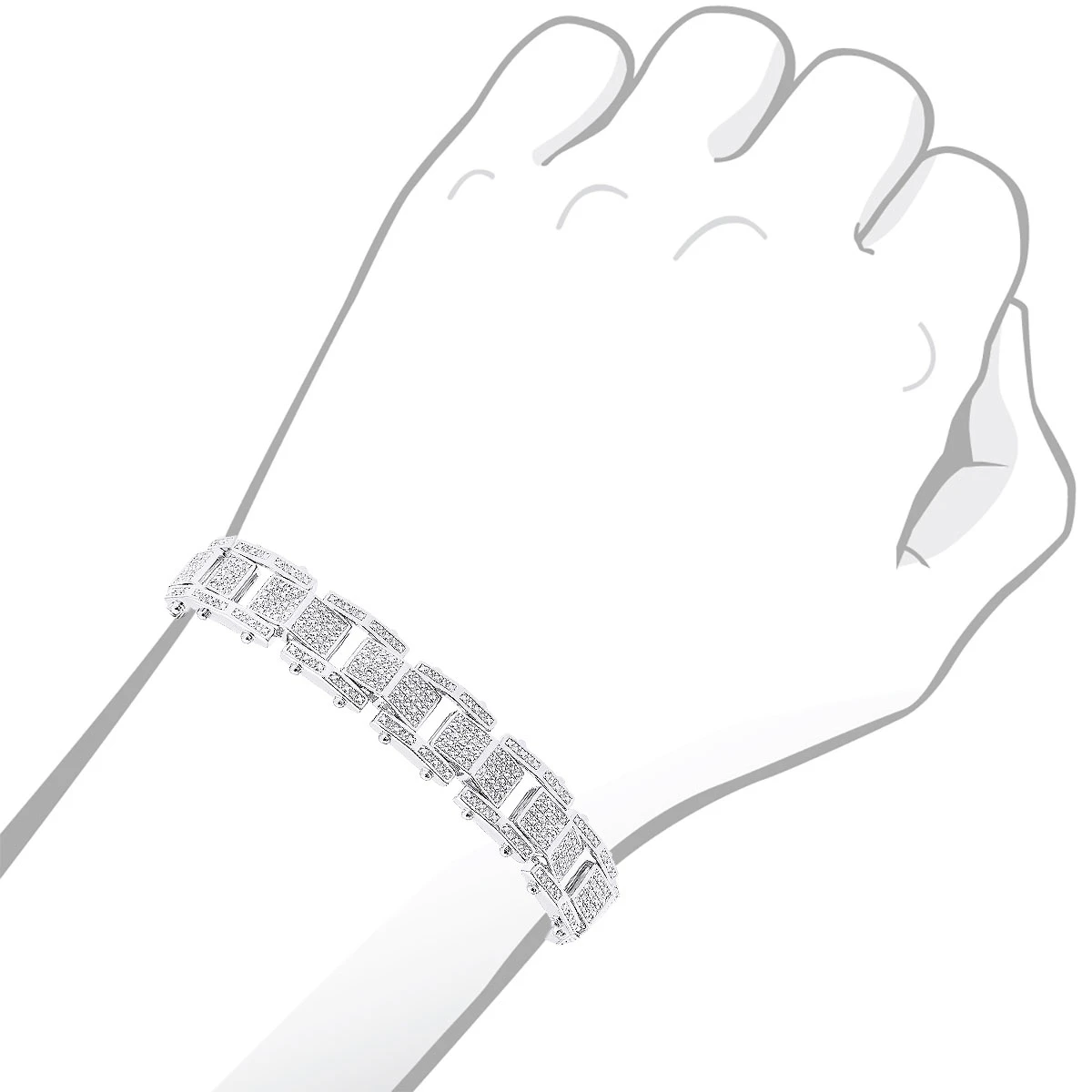 Sterling Silver Men's Diamond Bracelet 0.84ct 4 Sterling Silver Men's Diamond Bracelet 0.84ct - Image 2