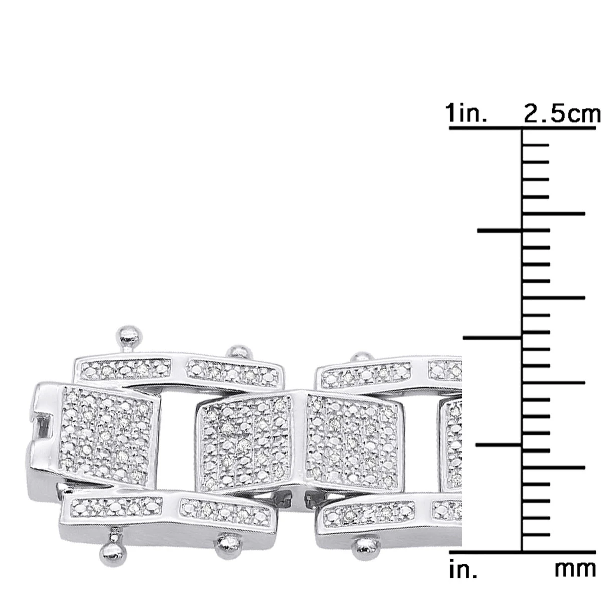 Sterling Silver Men's Diamond Bracelet 0.84ct 5 Sterling Silver Men's Diamond Bracelet 0.84ct - Image 3