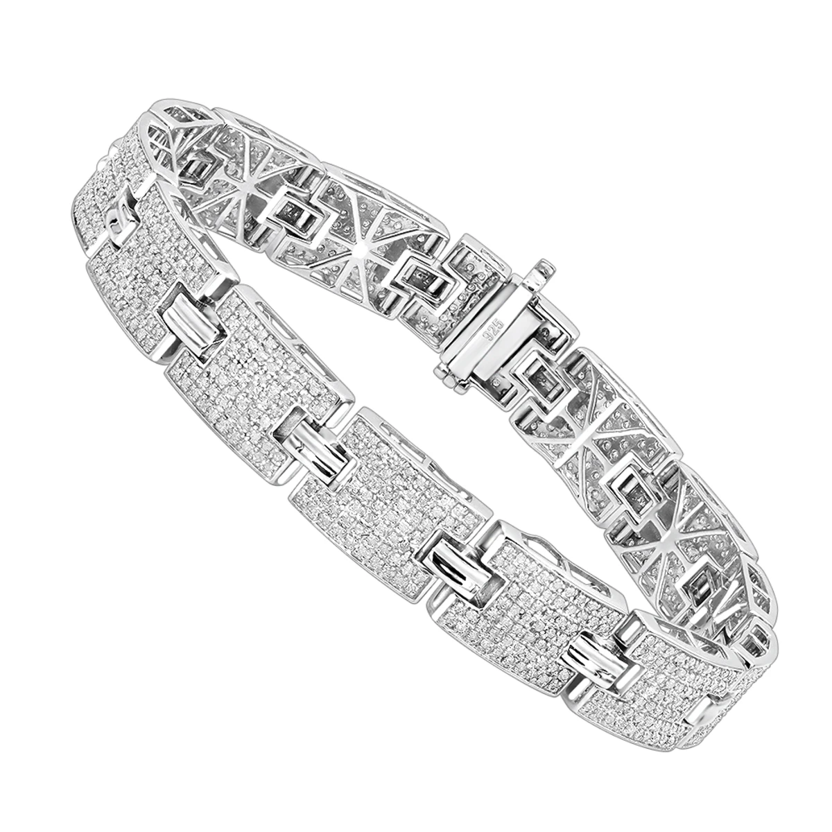 Sterling Silver Men's Diamond Bracelet 3.5 Ct 3 Sterling Silver Men's Diamond Bracelet 3.5 Ct